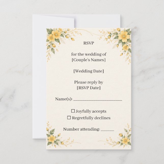 Yamabuki Wedding RSVP Card (Devant)