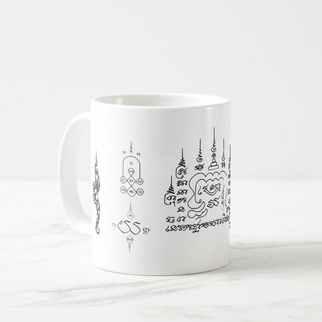 Yantra thaïlandais pour mug chanceux (Devant gauche)