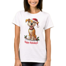 Yappy Christmas Chien Santa Hat T-Shirt