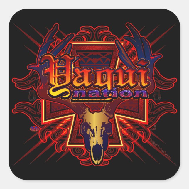 Yaqui Nation Deer Crâne autocollant design art (Devant)