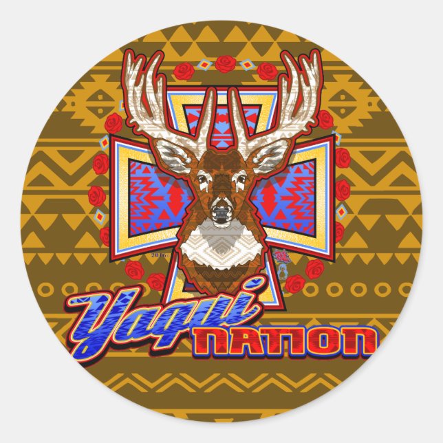 yaqui nation deer design yoeme autocollant (Devant)