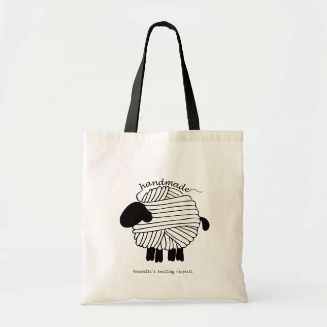 Yarn Sheep Homemade Knitting Project Tote Bag (Devant)