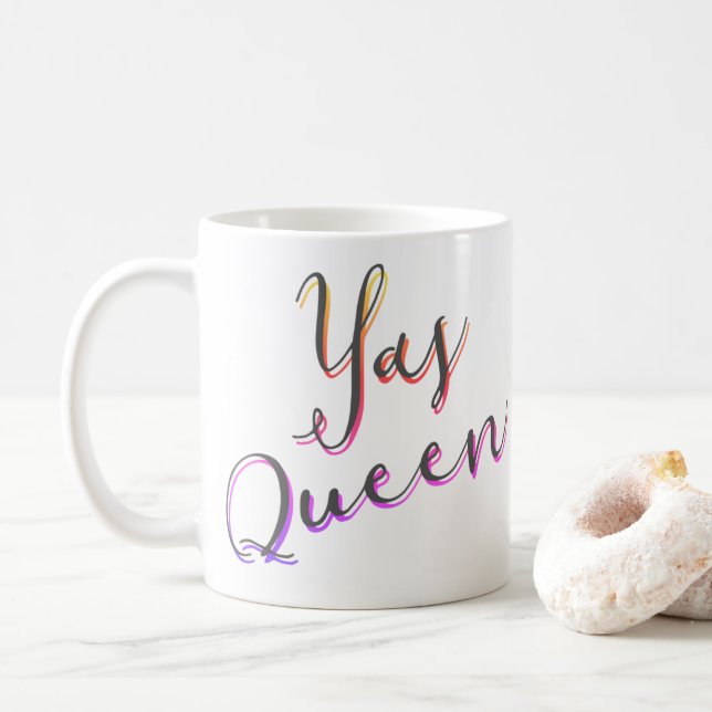 Yas Reine ! Mug couleur arc-en-ciel (Avec donut)