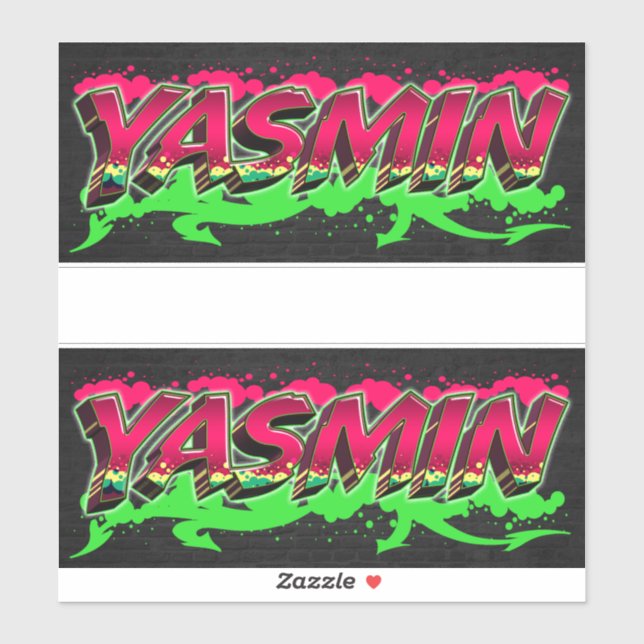 Yasmin Prénom Nom Graffiti Autocollant Autocollant (Feuille)