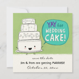 YAY pour le gâteau de mariage ! Faire-part drôle