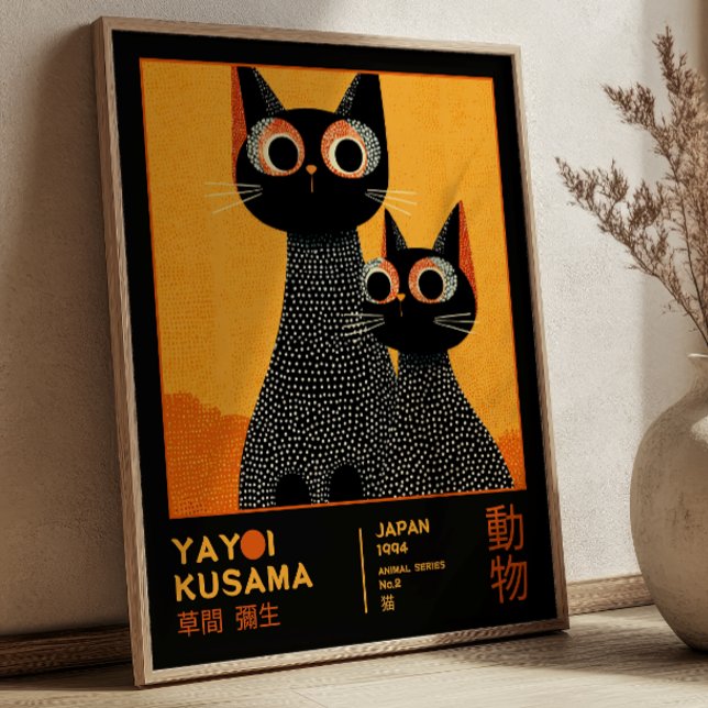 Yayoi Kusama Black Cats Retro Exhibition Poster (Créateur téléchargé)