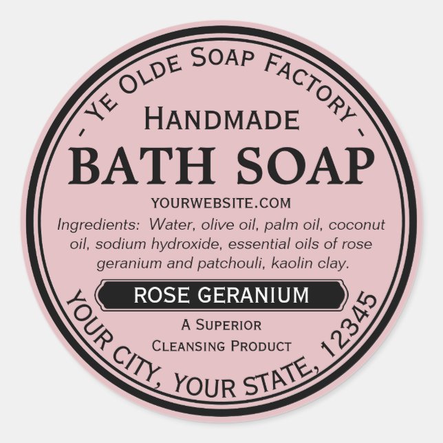 Ye Olde Soap Factory Étiquettes de savon rond fait (Devant)