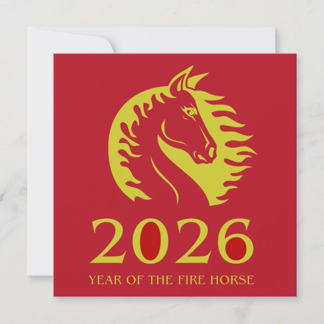 Year of the Horse Flat Greeting Card (Devant)
