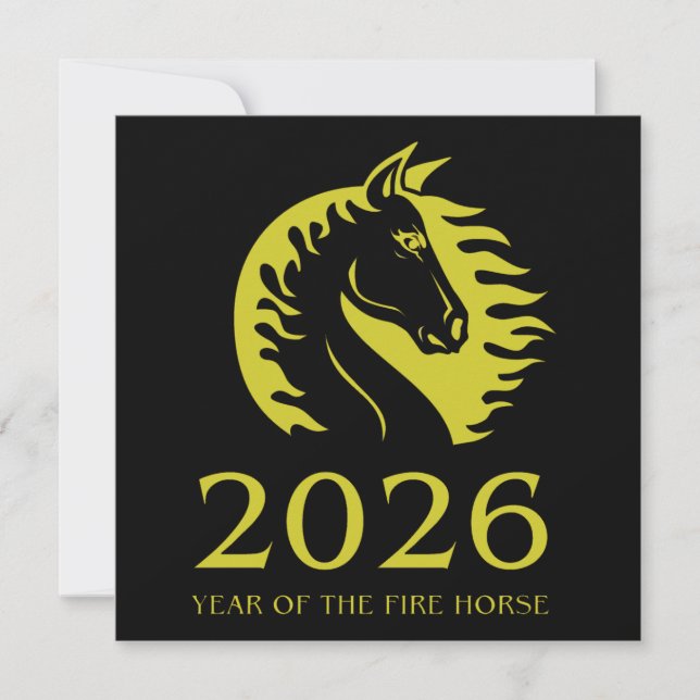 Year of the Horse Flat Greeting Card (Devant)