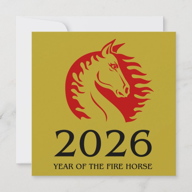 Year of the Horse Flat Greeting Card (Devant)