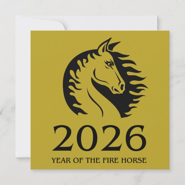 Year of the Horse Flat Greeting Card (Devant)