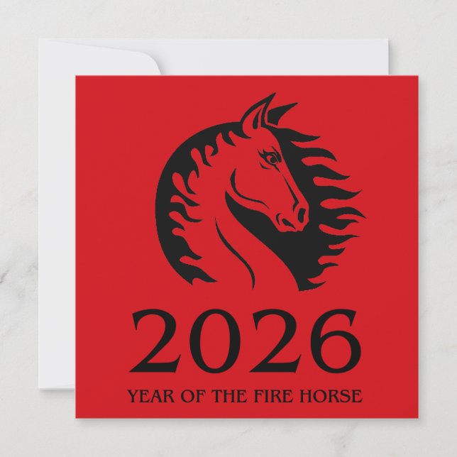Year of the Horse Flat Greeting Card (Devant)