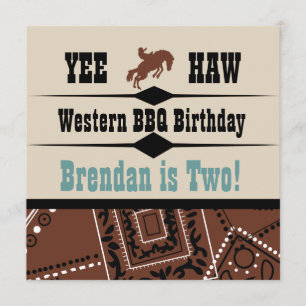Yee Haw Cowboy Invitation d'anniversaire de l'Oues