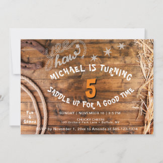 Yee Haw Cowboy Invitation du jour de la journée