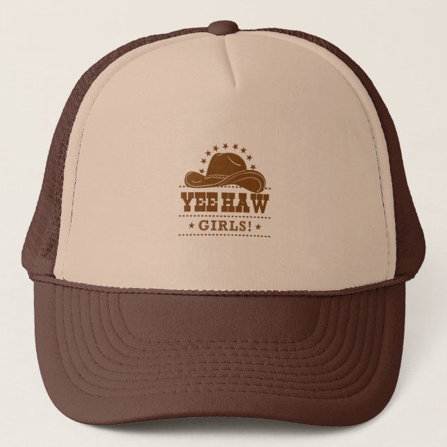 Yee Haw Girls Cowgirl Design Casquette (Devant)