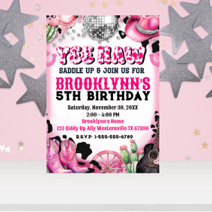 Yee Yaw Disco Cowgirl Anniversaire Fête Invitation