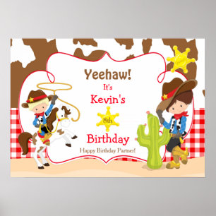 Yeehaw Cowboy Western Anniversaire Poster Boster