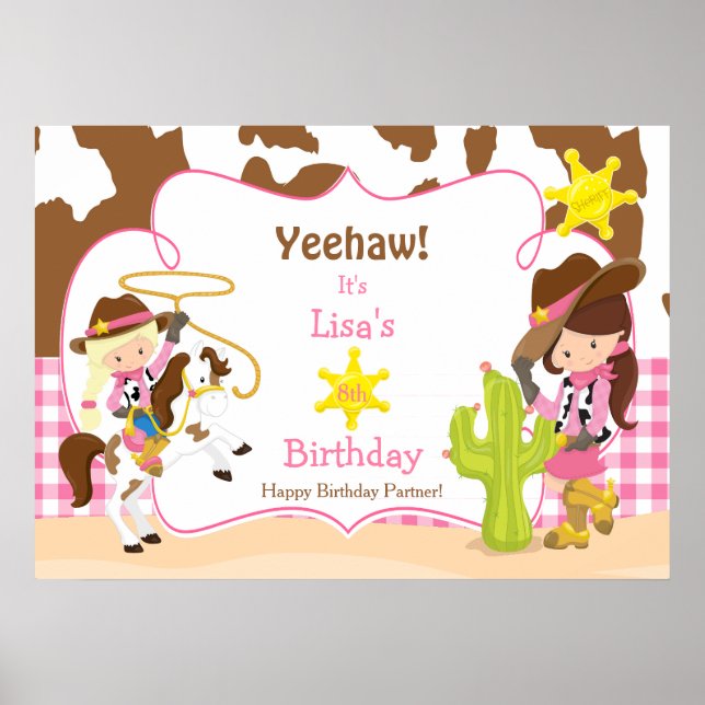 Yeehaw Cowgirl Western Anniversaire Poster girl (Devant)