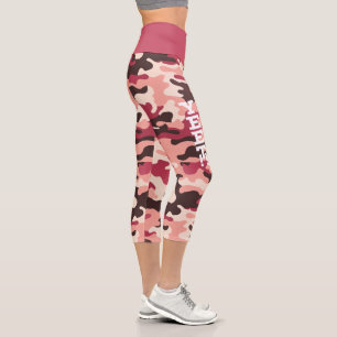 Yeet Pink et Magenta Camouflage Capri Leggings