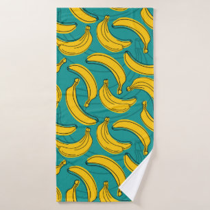 yellow banana with black outline seamless pattern