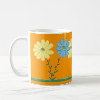 Yellow & Blue Daisy Flowers Custom Mugs