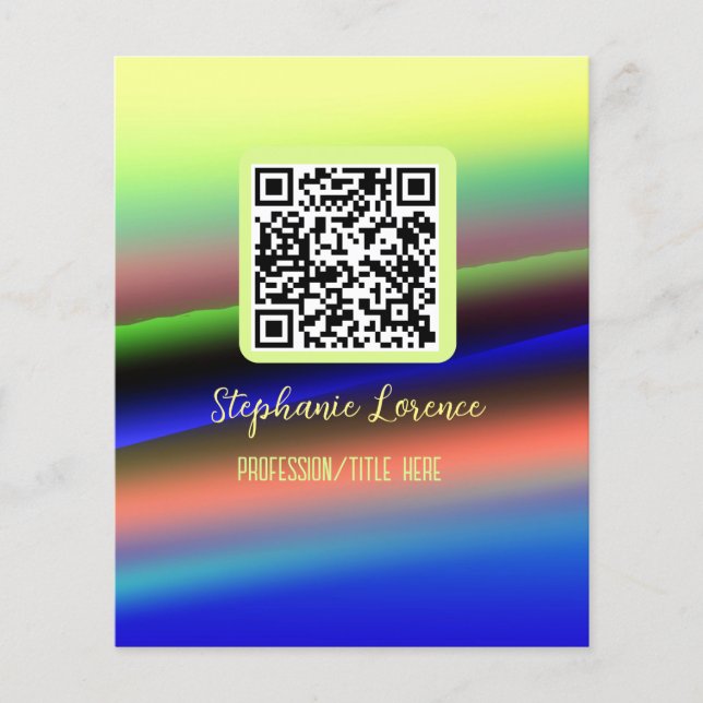 Yellow blue Q R code ajouter nom profession titre (Devant)