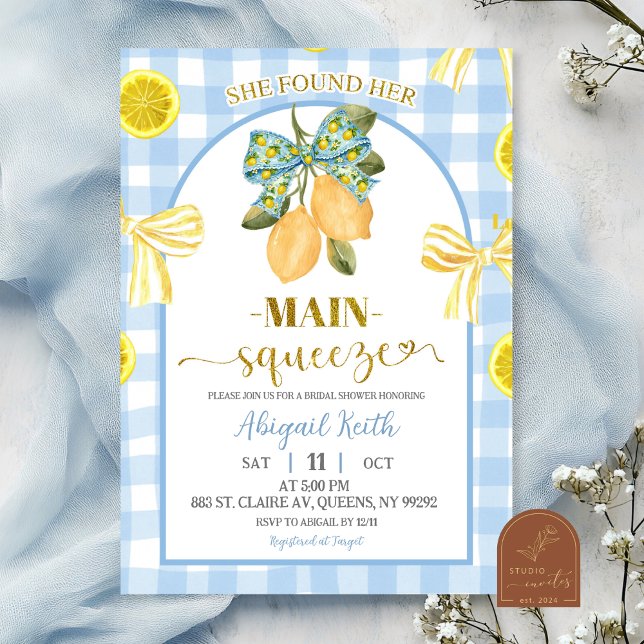 Yellow Bow Lemon Bridal Shower Invitation (Créateur téléchargé)