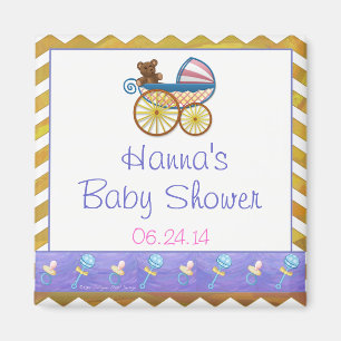 Yellow Chevron Baby Pram Baby Shower Favor Aimant