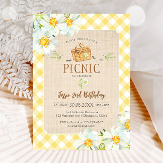 Yellow Classic Picnic Birthday Invitation