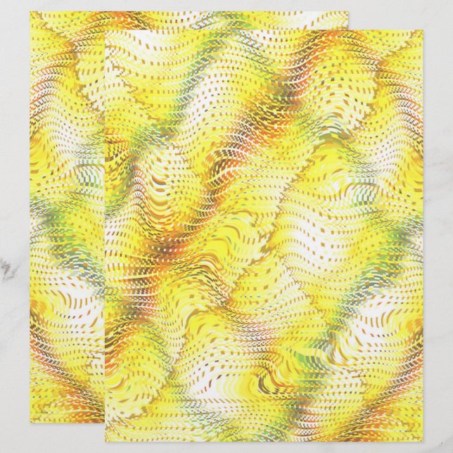 Yellow Faux Snakeskin Scrapbook Paper 2-Sided Page (Devant / Derrière)