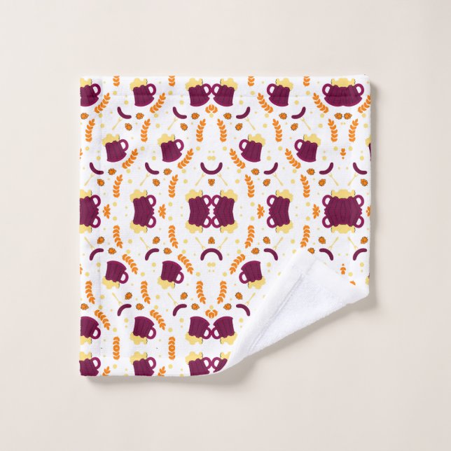 yellow fish skeletons, and orange leaves (Gant de toilette)