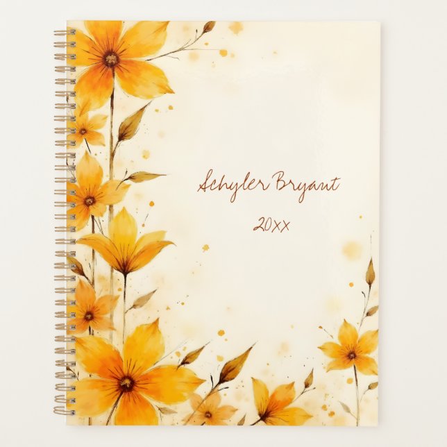 Yellow Floral Spiral-bound Abstract Botanical (Devant)