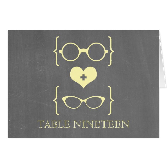 Yellow Geeky Lunettes Chalkboard Numéro de tableau (Devant horizontal)
