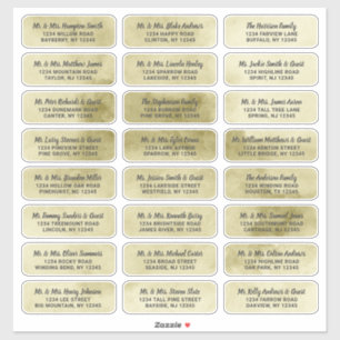 Yellow Gold Aquarelle Script Étiquettes de adresse