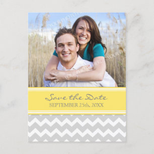Yellow Grey Photo Enregistrer la date Cartes posta