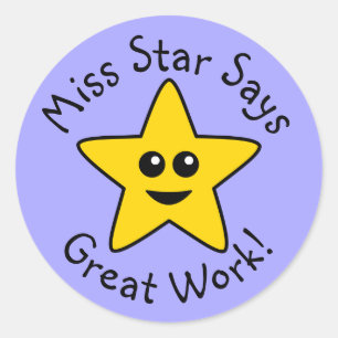 Yellow Happy Star Super Stickers de travail