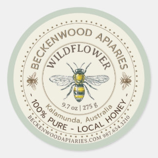 Yellow Honeybee Miel Étiquette Beekeeper Sage Fron