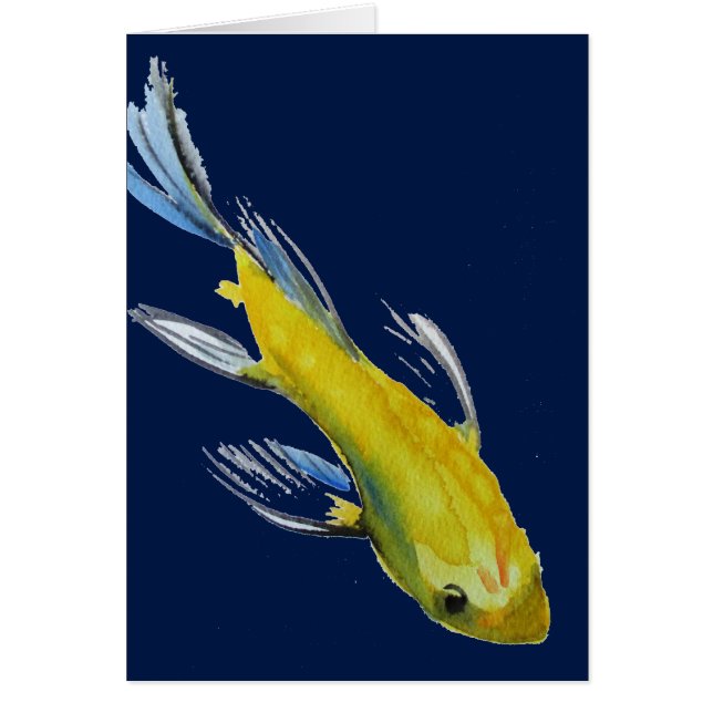 Yellow koi Japonais carp watercolour art fish (Devant)