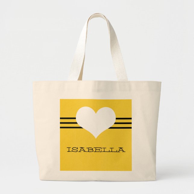 Yellow Modern Heart Tote Bag (Devant)