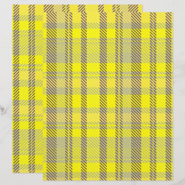 Yellow Plaid Scrapbook Paper 2-Sided Page (Devant / Derrière)