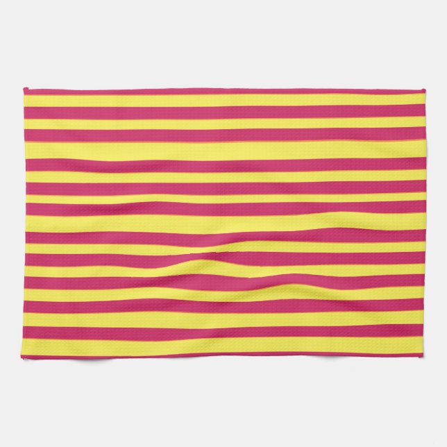 Yellow, Red Spring Mood Lines Serviette de cuisine (Horizontal)