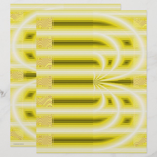 Yellow Retro Cathedral Scrapbook Paper 2-Sided Pag (Devant / Derrière)