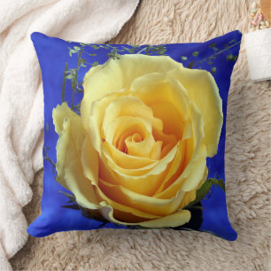 Yellow Rose Royal Bleu Arrière - plan Jeu oreiller
