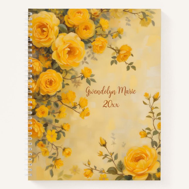 Yellow Roses Floral Spiral-bound Journal Botanical (Devant)