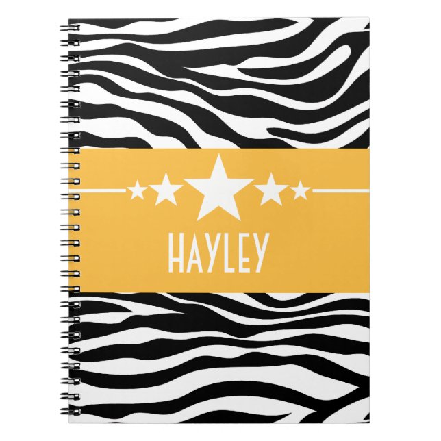 Yellow Sassy Star Zebra Carnet (Devant)
