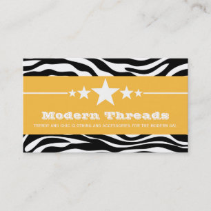 Yellow Sassy Star Zebra Carte de visite d'impressi