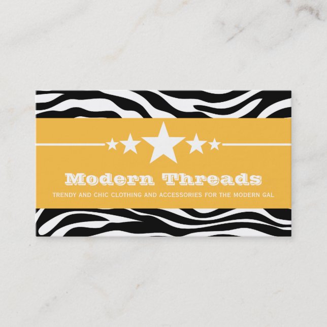 Yellow Sassy Star Zebra Carte de visite d'impressi (Devant)