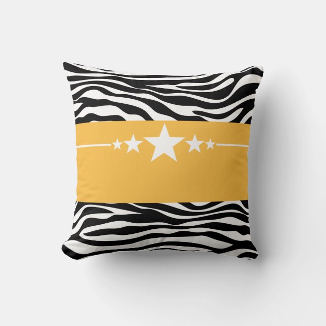 Yellow Sassy Star Zebra Coussin (Recto)