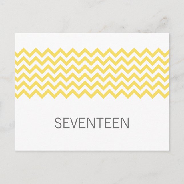 Yellow Simple Chevron Numéro de table Carte postal (Devant)