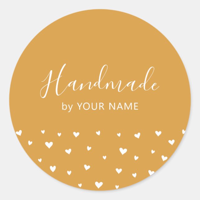 Yellow Simple Cute Hearts autocollant emballage fa (Devant)